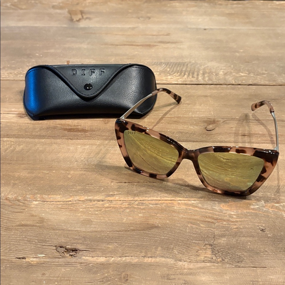 Diff Eyewear Tortoiseshell Sunglasses with Gold Lenses Becky II